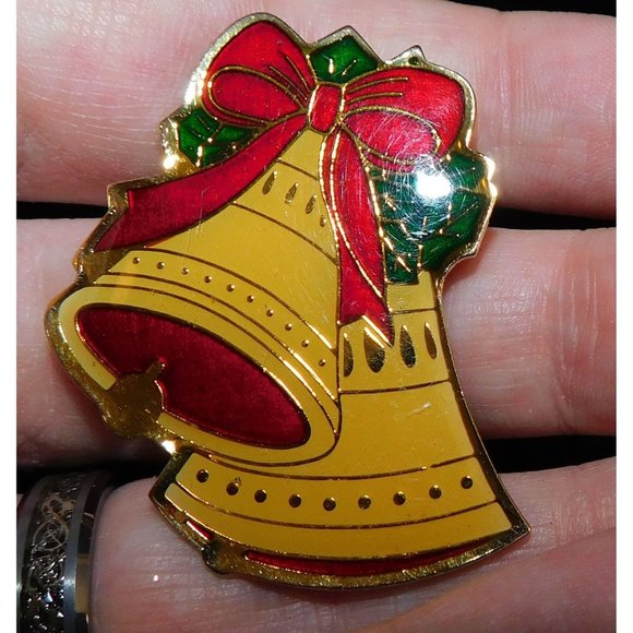 Patriotic christmas bells pin